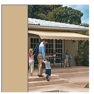 Sunsetter Pro Motorized Awning (15 Ft / Solid Sand) With Traditional Laminated Fabric With Left Mounted Moter And Soffit Bracket