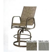 Siesta Aluminum Upgraded Balcony Height Swivel Sling Barstool With Scavo Bronze Frame And A0109 Fabric