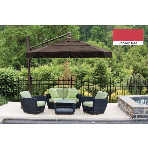 Treasure Garden Outdoor Cantilever Umbrella With Valance And Double Wind Vent, 11 Foot Ft - Jockey Red