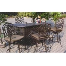 Darlee Catalina Party Cast Aluminum Patio Bar Set With Cushions - 82 Inch
