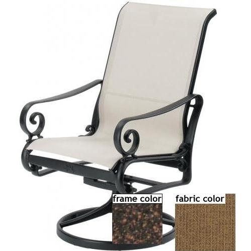 Suncoast Soleil Sling Hi-Back Swivel Tilt Chair - Mahogany Frame And Raku Fabric