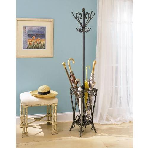 Powell Furniture - Garden District Matte Black With Gold Coat Rack With Umbrella Stand - 935-384