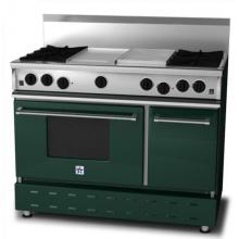 BlueStar Residential Nova Burner Series 48 Inch Moss Green Natural Gas Range With 12 Inch Griddle And 12 Inch Charbroiler