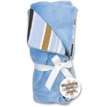 Embroidered Max Stripe Blue Velour Baby Blanket
