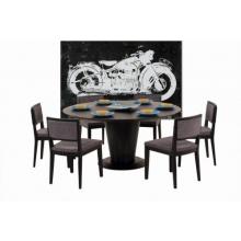 Diamond Sofa 63 Inch Round Dining Table With Hand Carved Tapered Pedestal Base - Dark Walnut