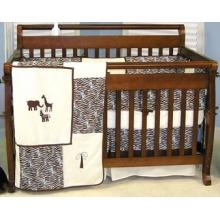 Embroidered Sweet Safari Blue 4-Piece Crib Set
