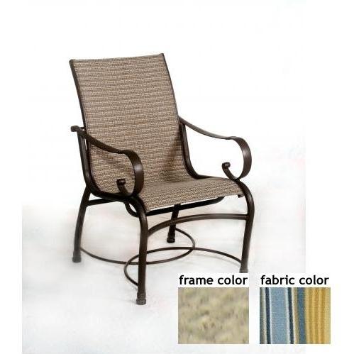 Barcelona Aluminum Low Back Sling Dining Chair With Saddle Frame And A0938 Fabric by Casual Creations