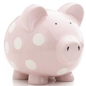 Elegant Baby Huge Piggy Bank - Pastel Pink/White Dot