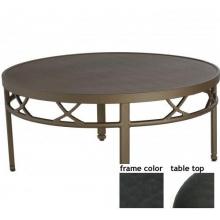 Hudson-Tanjor 42 Inch Aluminum Round Conversation Table - Aluminum Plank-Wood With Night Sky Frame