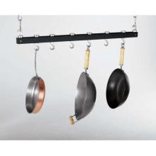 Dark Grey Wood Innovative 36 Inch Dual Track Ceiling Kitchen Rack