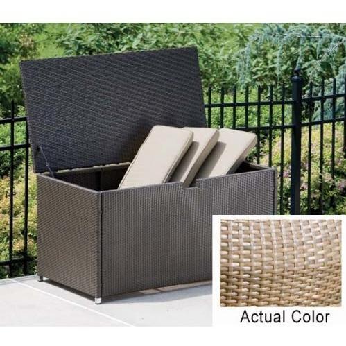 Alfresco Home Loggia Large Wicker Outdoor Storage Box, Rectangular - Summer Grass