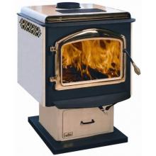 Napoleon 1100S Deluxe EPA Small Wood Burning Stove - Almond W/ Gold Plated Louvres