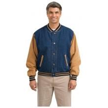 Port Authority - Denim And Twill Letterman Jacket 2XL - Dark Blue/Saddle