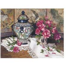 Roses With Temple Jar Poster Print