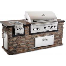 AOG Stack Stone Grill Island And Cocoa Granite Counter W/ 36 Inch Propane Gas Built-in Grill