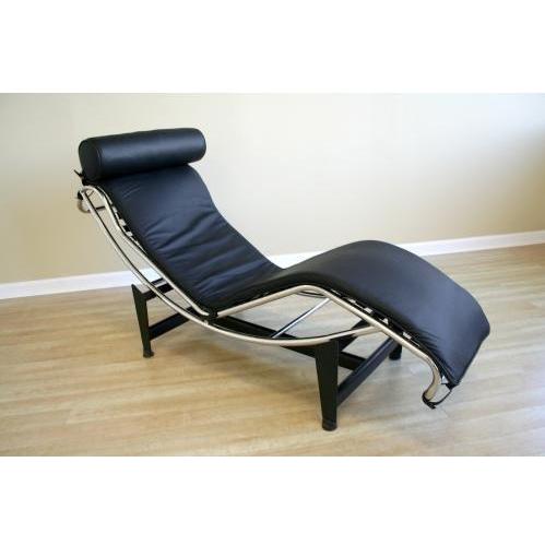 Tate Black Leather Chaise Lounge