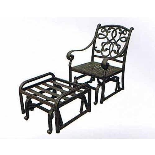 Darlee Santa Monica Single Cast Aluminum Glider & Ottoman Set With Cushions