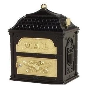 Classic Series High Security Locking Mailbox Top Piece - Black W/ Polished Brass