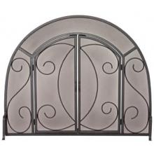 UniFlame Single Panel Black Wrought Iron Ornate Screen W/ Doors