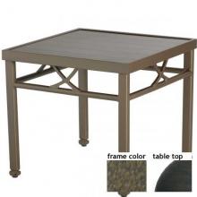 Hudson-Tanjor 24 Inch Aluminum Square End Table - Aluminum Plank-Wood With River Rock Frame