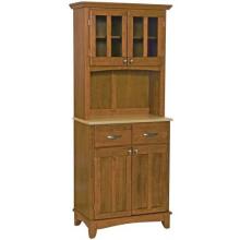 Home Styles Small Buffet Server & Hutch With Wood Top - Natural/Cottage Oak