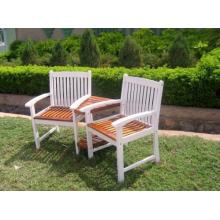 International Caravan Acacia Wood Conversation Double Chair With Table - White/Oak