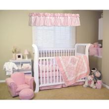 Embroidered Versailles Pink 4 Piece Crib Set