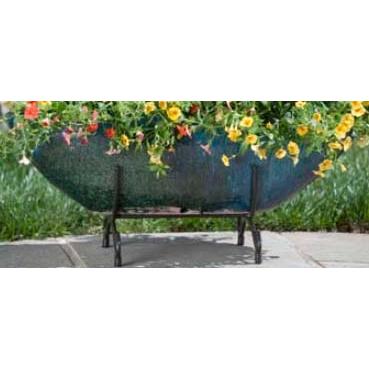 Alfresco Home Nave Glazed Planter On Iron Stand - Antique Topazul
