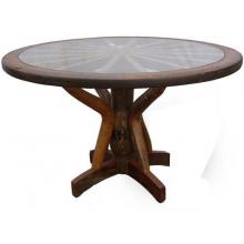 Groovy Stuff Teak Wood Frontier Table - Glass Top