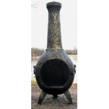 The Blue Rooster Orchid Style Cast Aluminum Chiminea With Propane Gas Conversion Kit - Gold Accent