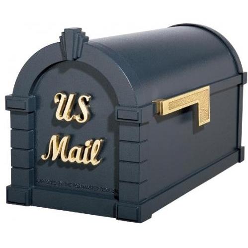 Signature Keystone Series Mailbox - Charcoal W/ Polished Brass
