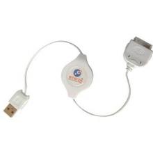 IPOD RETRACTABLE USB 2.0 SYNC & CHARGE CABLE, 3.2 FT (WHITE)