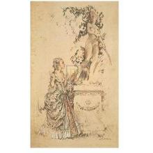 Madame Du Barry And The Statue Of Venus Poster Print