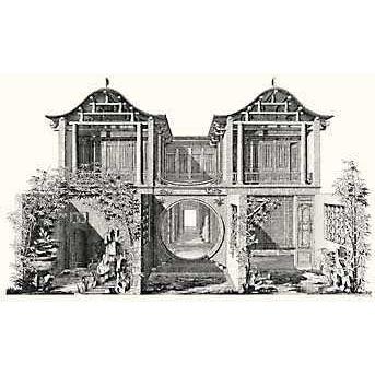 Chinese Architecture B&W Poster Print