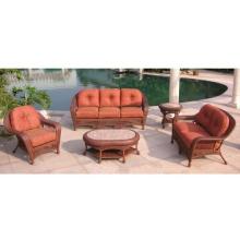 North Cape Cambridge Resin Wicker Patio Lounge Set With Coffee Table And End Table - Antique Wash