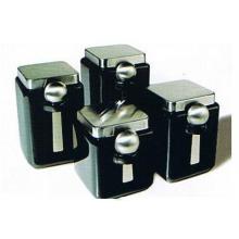 Oggi 4 Piece Black & Stainless Canister Set