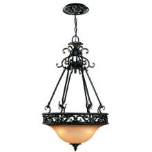 Chelsea Collection Hanging Globe Fixture In Wrought Iron Finish - 3 Bulbs
