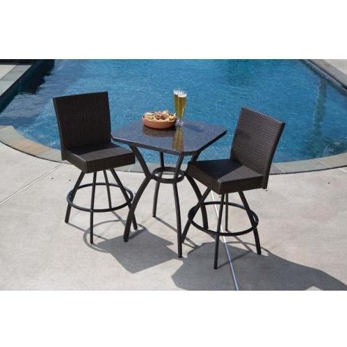 Alfresco Home Vento Granite Top Wicker Outdoor Bistro Set - 29.5 Inch Square