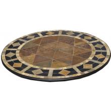 Alfresco Home San Marco 48 Inch Round Dining Table Top With Umbrella Hole - (Black Frame)