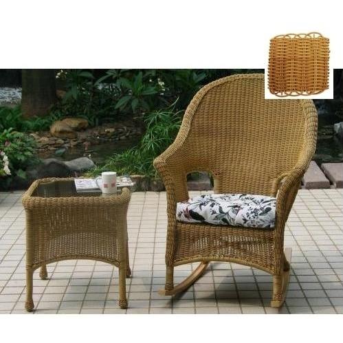 North Cape Naples Resin Wicker High Back Rocker - Honey