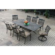 Casual Sunset Cast Aluminum Patio Dining Set - 84 Inch Rectangle