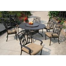 Darlee Palm Springs Cast Aluminum Patio Dining Table Set With Cushions - 60 Inch Round