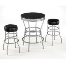 Home Styles Soda Shoppe 3 Piece Bar Set With Swivel Stools - Black/Silver
