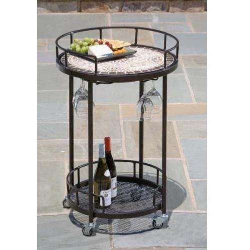 Alfresco Home Pebble Sole Outdoor Serving Cart - 20 Inch Round