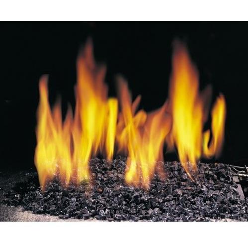 Peterson Fire Glass Vented Black Glass Package W/ 18 Inch Natural Gas PB Pan Burner Match Light