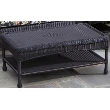 Alfresco Home Amelia Rectangular Coffee Table W/ Recessed Glass Top - Sable Brown