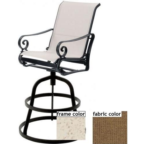 Suncoast Soleil Sling Swivel Barstool - Pebble Frame And Raku Fabric
