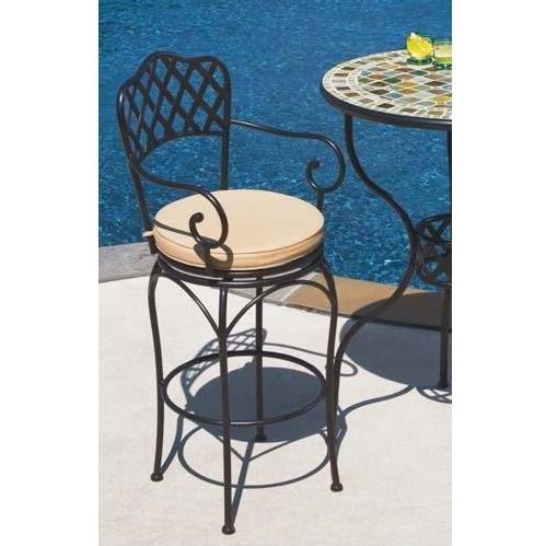 Alfresco Home Basketweave Outdoor Swivel Bar Chair With Cushion - Set Of 2 by Alfresco Home