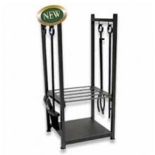 UniFlame Black Wrought Iron Log Rack With Tools
