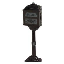 Classic Series Locking Mailbox W/ Pedestal - Black W/ Verde Brass